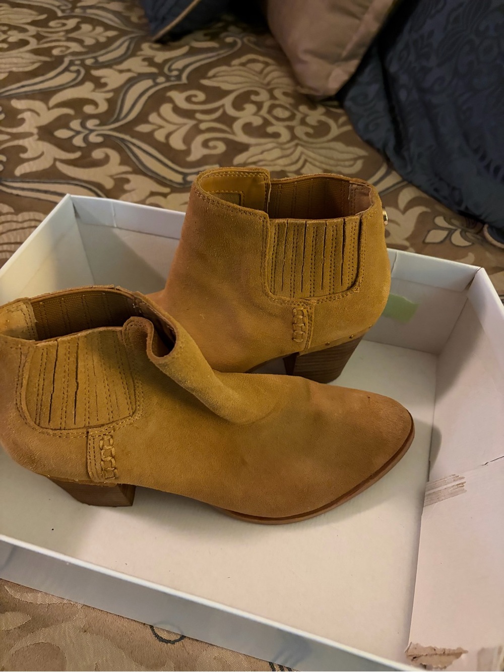 Steve Madden Mustard Suede Ankle Booties